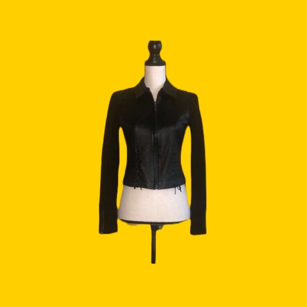T.J.Maxx genuine leather and wool combined jacket